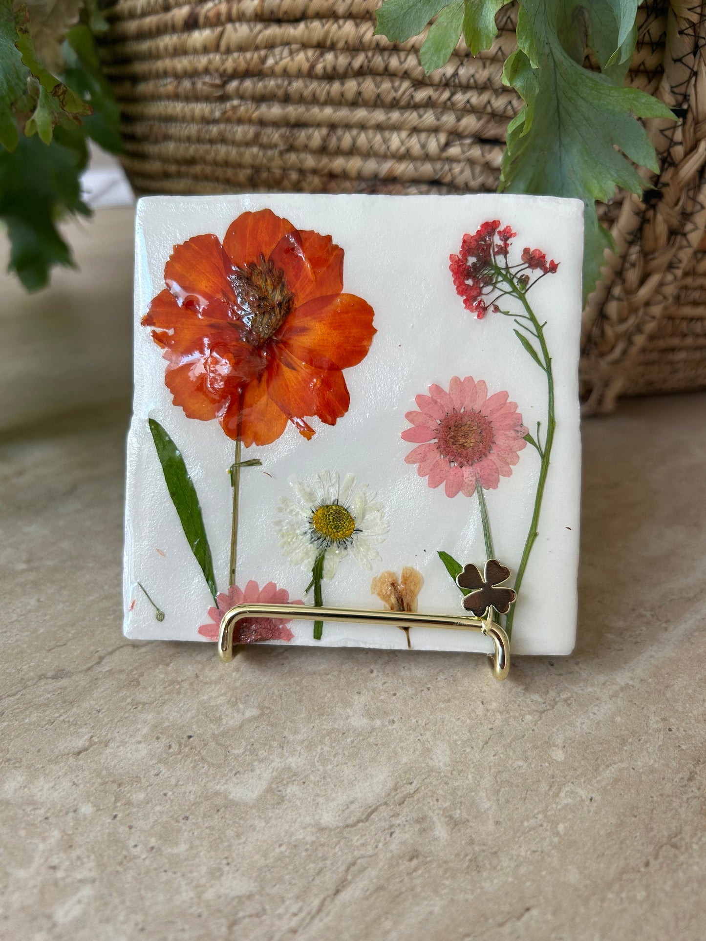 Gouden tegel standaard klavertje