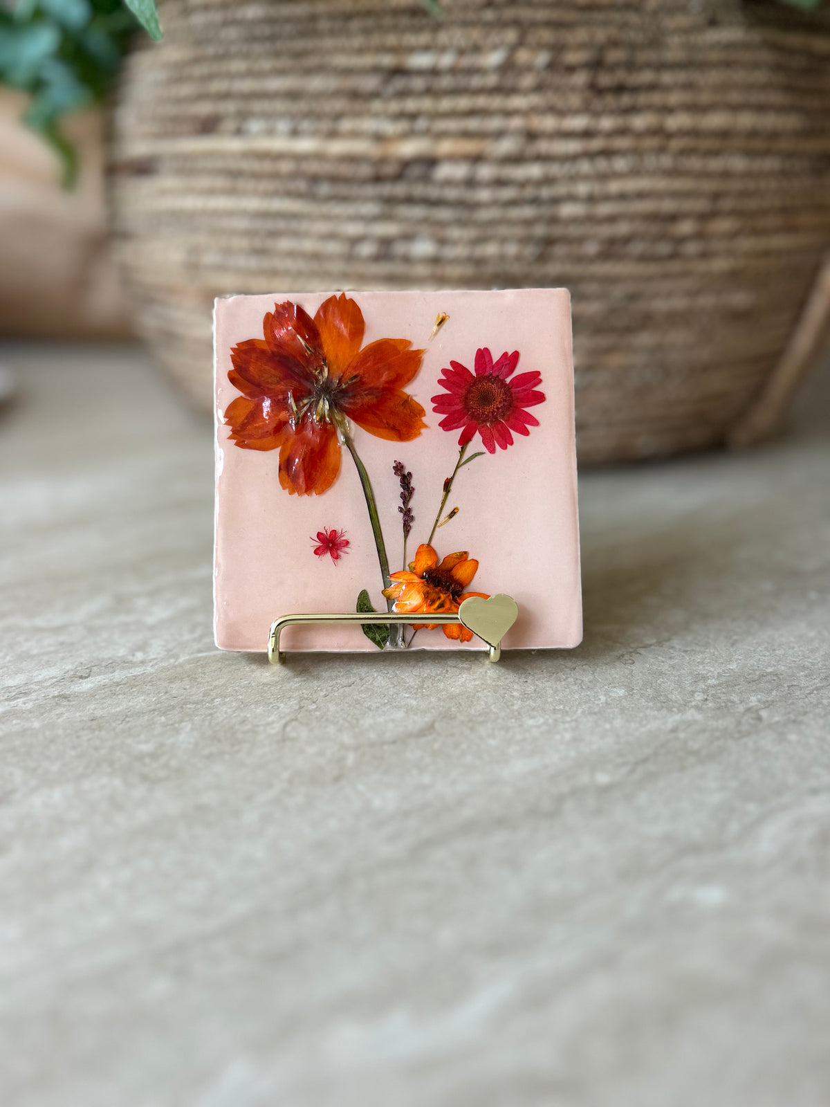 Flowertile roze /oranje