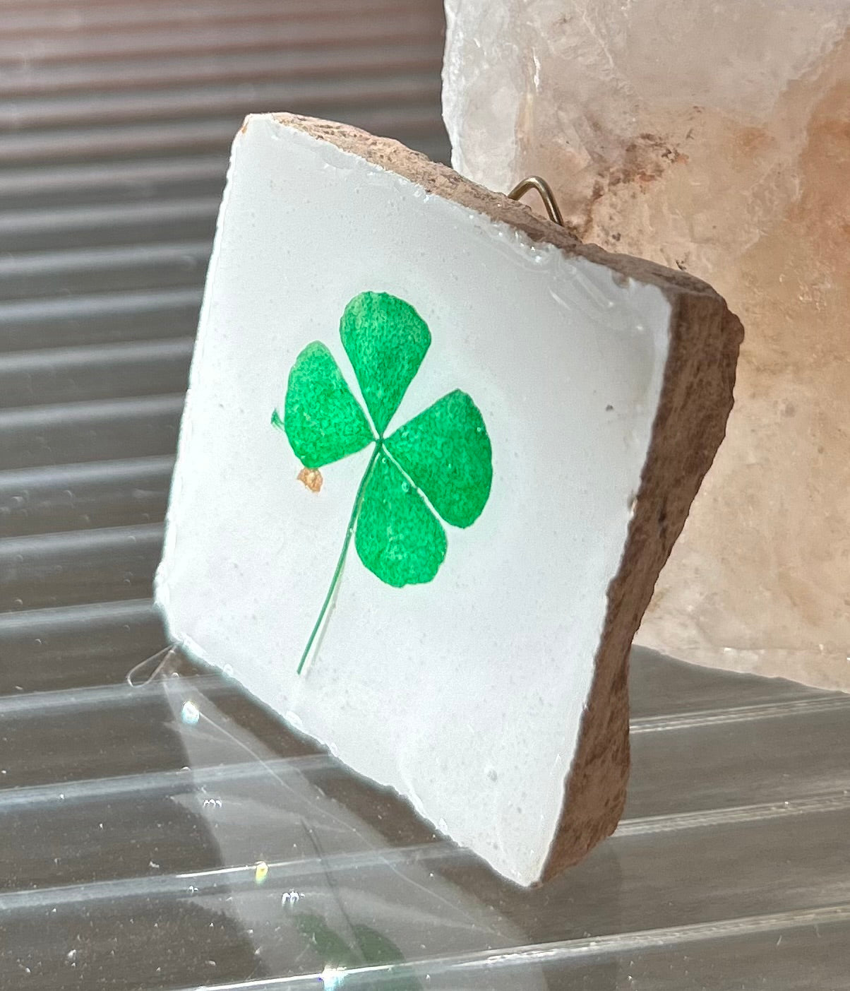 Flowertile klavertje vier (donker groen)