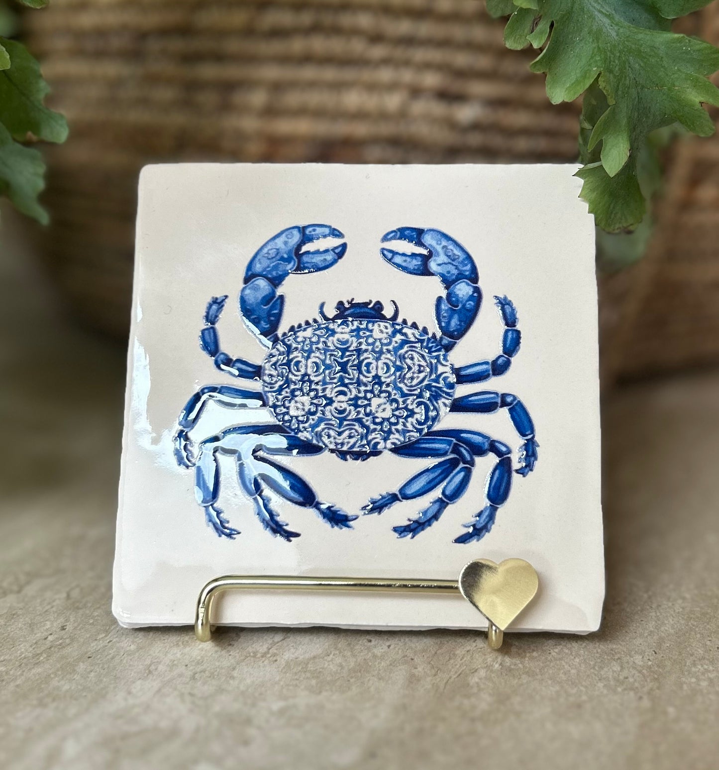 Beige tegel met Delfts blauwe krab