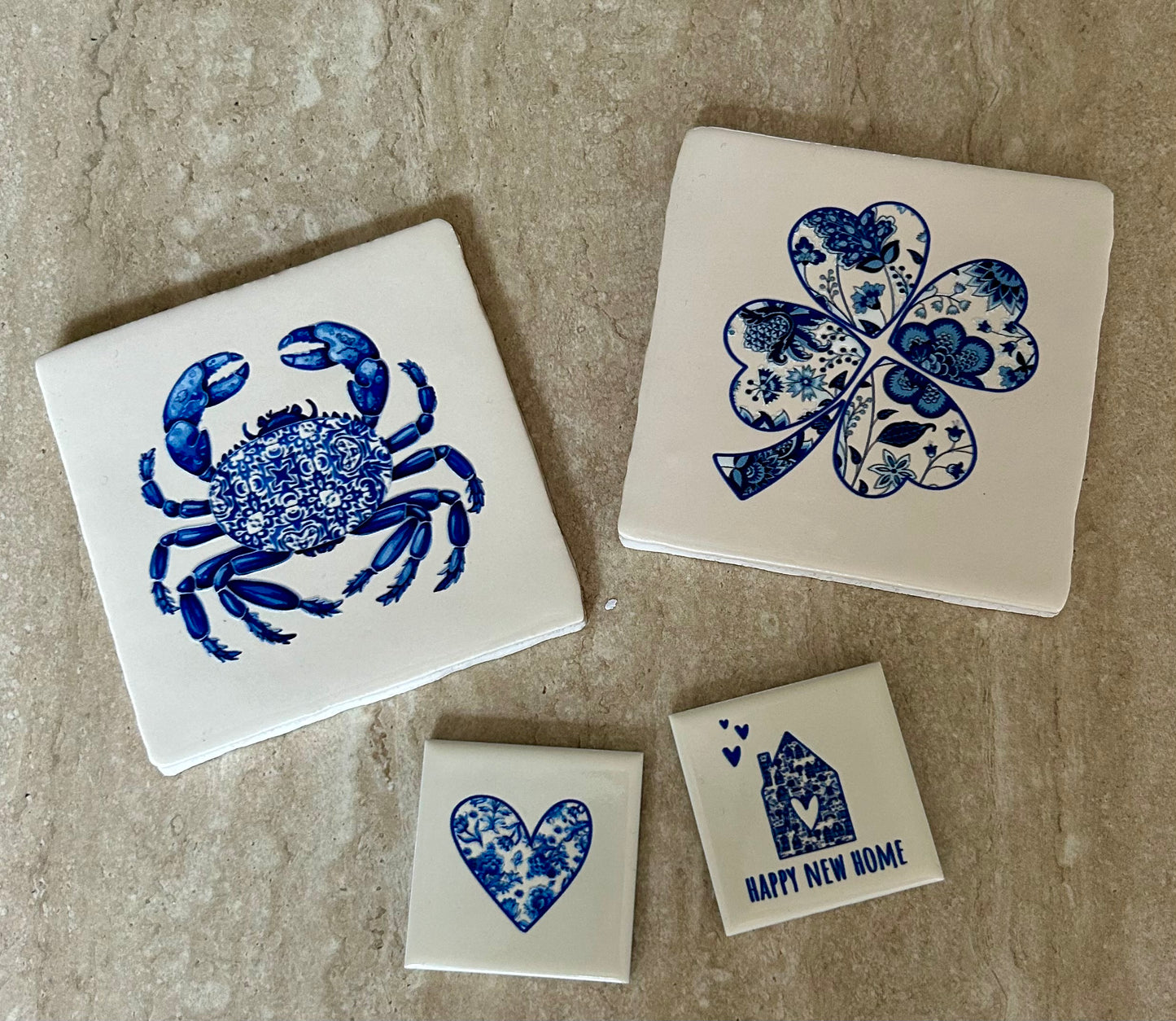 Beige tegel met Delfts blauwe krab