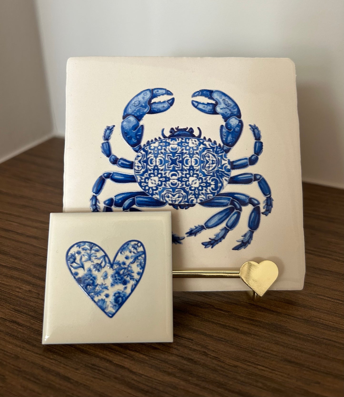 Beige tegel met Delfts blauwe krab