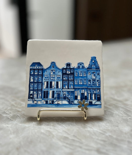 Tegel Delfts blauwe grachtenpanden