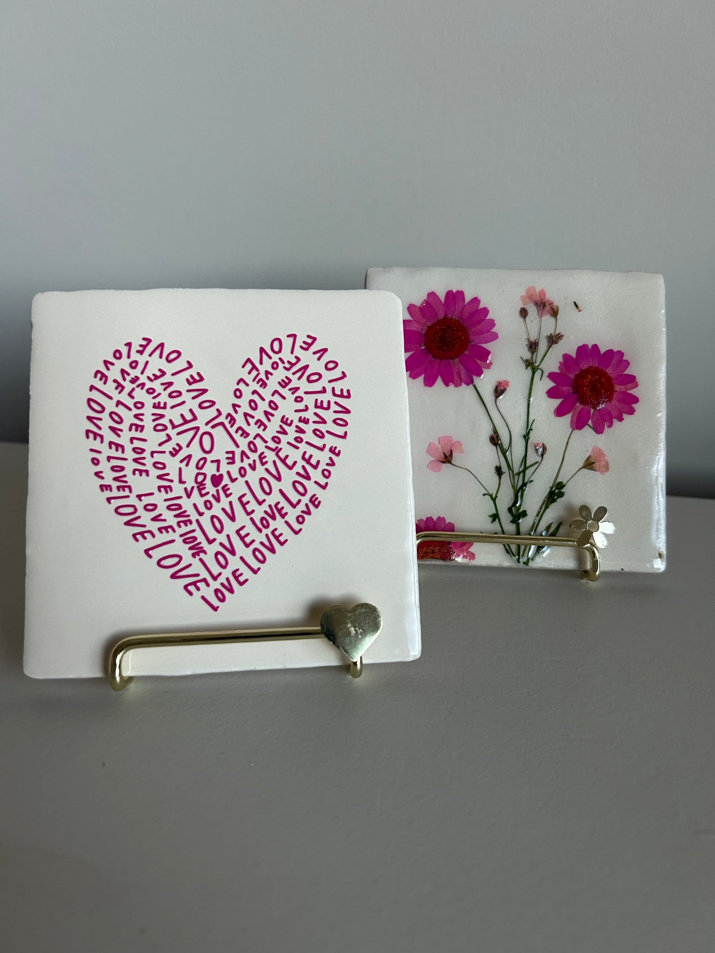 Tegeltje love roze