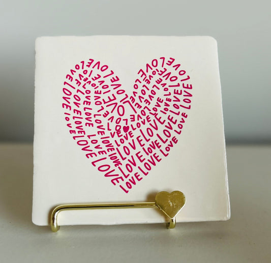 Tegeltje love roze