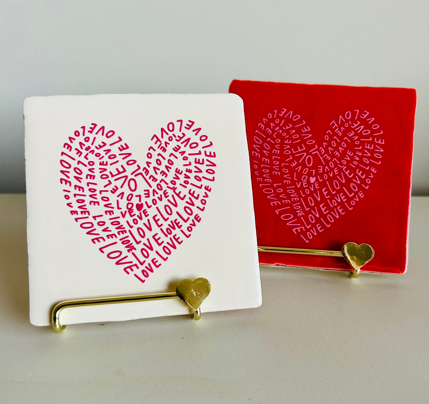 Tegeltje love roze
