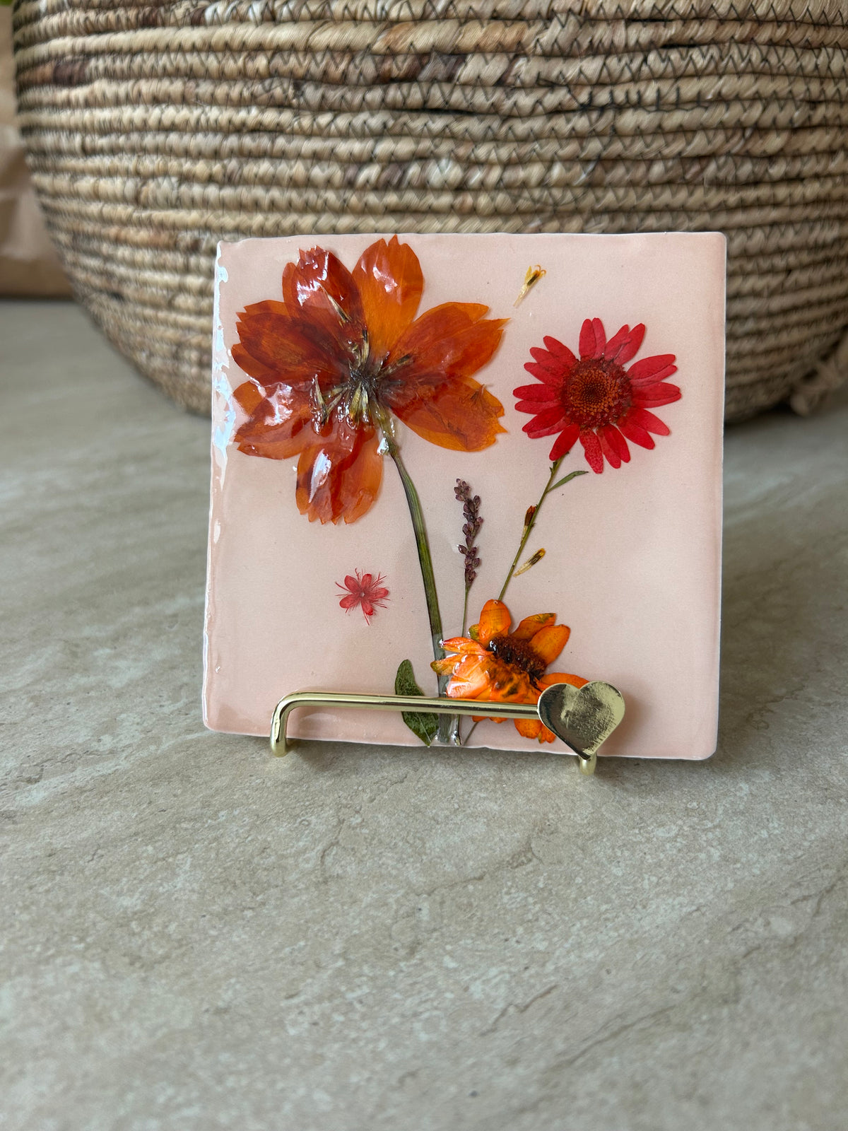 Flowertile roze /oranje