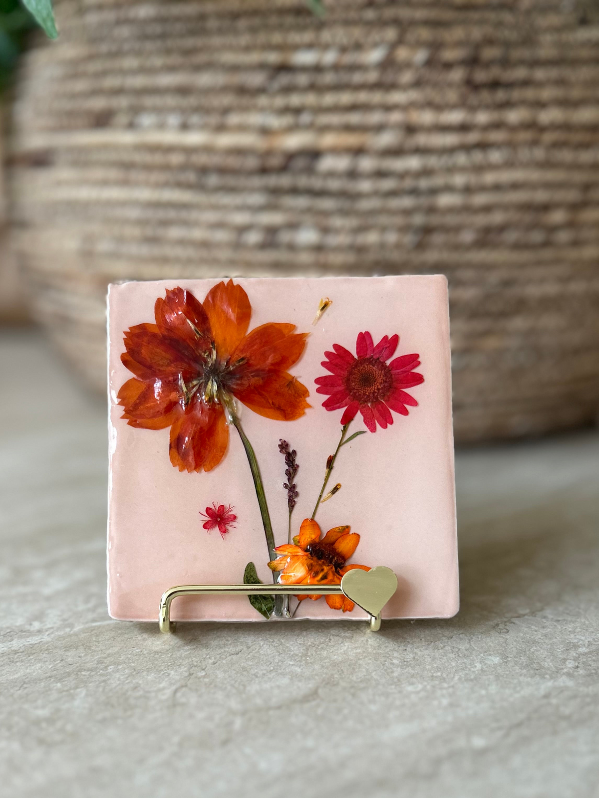 Flowertile roze /oranje