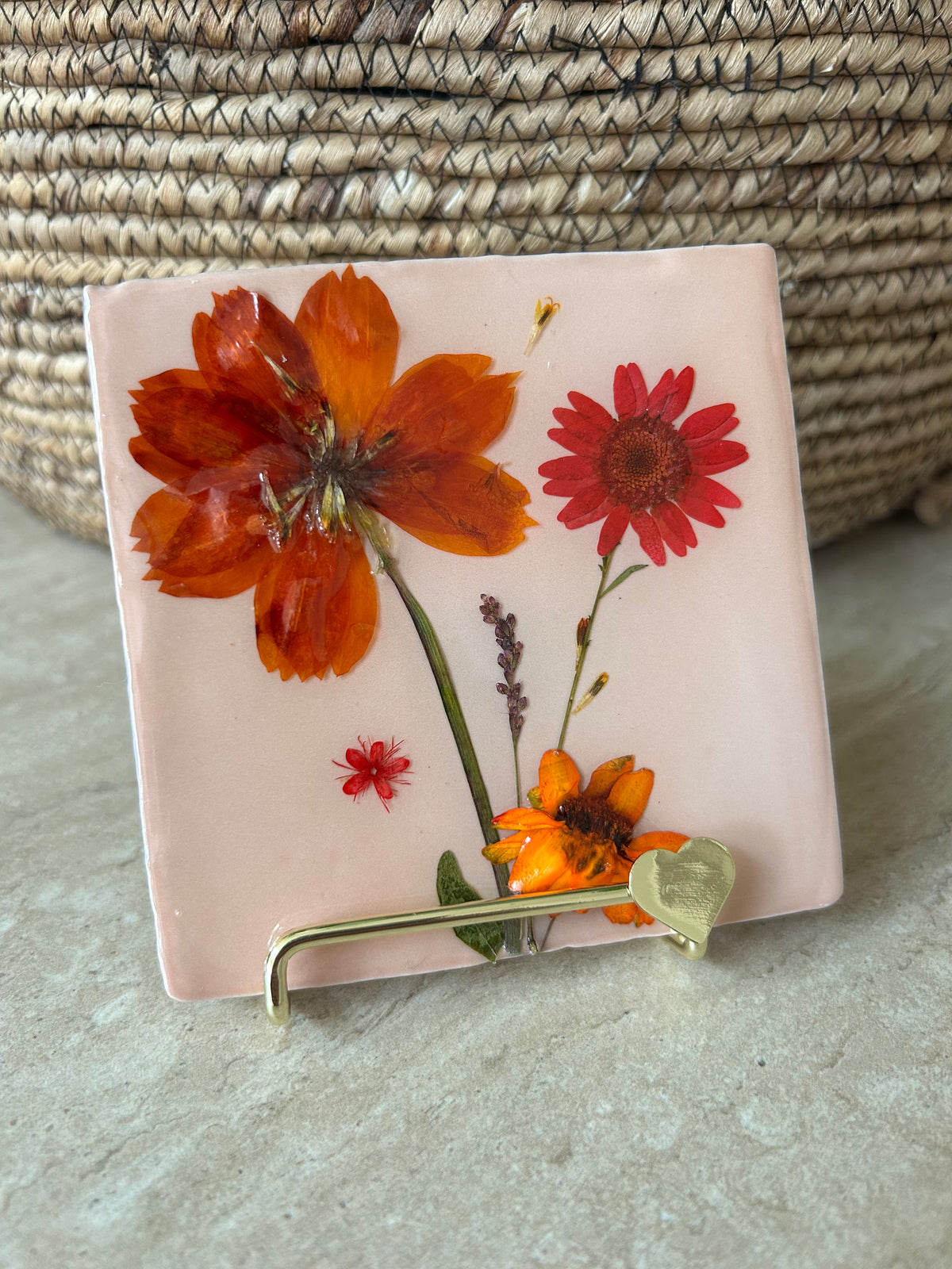 Flowertile roze /oranje