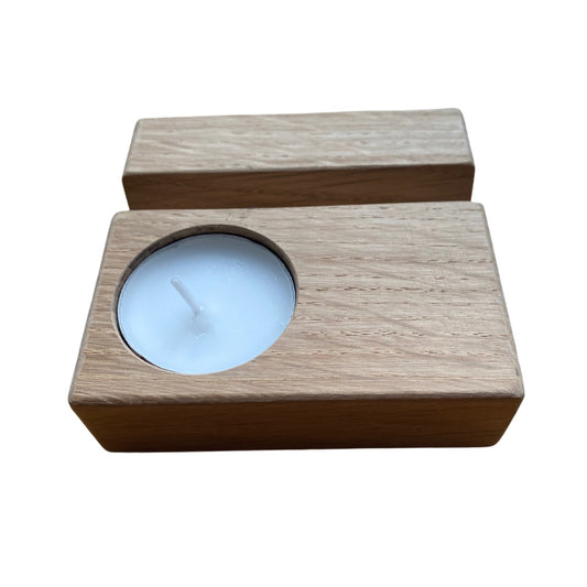 Houten houder met waxinelichtje